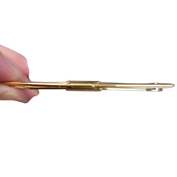 Vintage Collar Bar Gold Tone Tie Clip Elegant Mens Accessory Retro Style - Picture 3 of 8